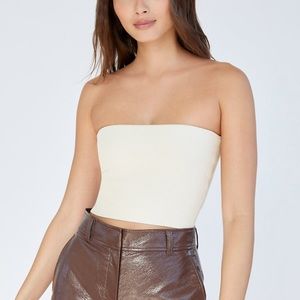 BABATON Sculpt Knit Cropped Tube Top (Taupe)